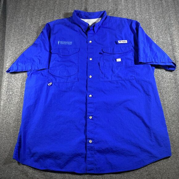 Columbia Pfg Shirt Men’s XXL Blue Murdochs Bath‎ House Galveston Vented Fishing - Picture 1 of 13